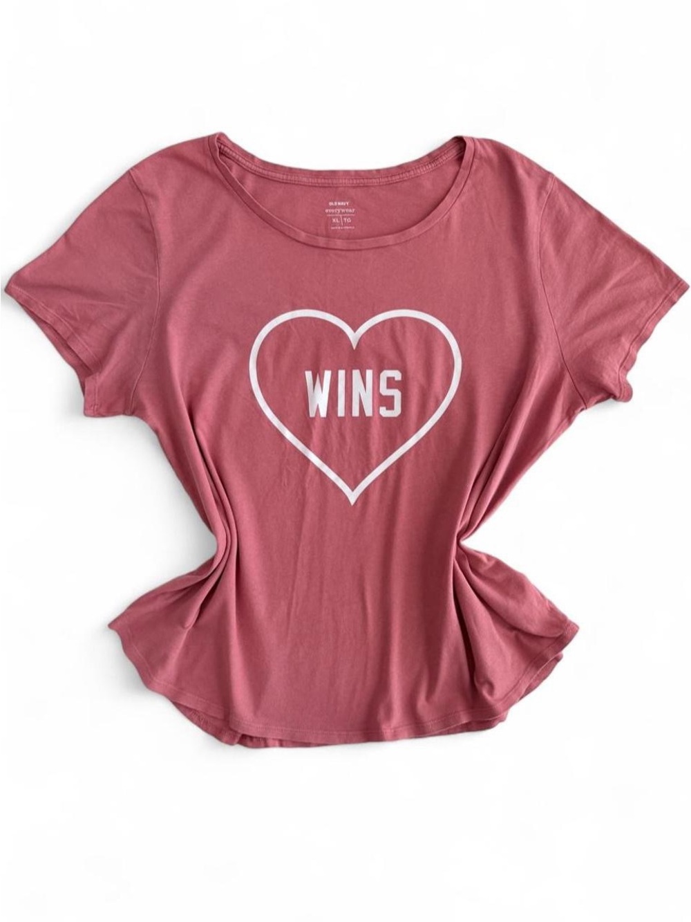 Old Navy Dusty Rose 'WINS' Heart Graphic Tee